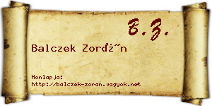 Balczek Zorán névjegykártya